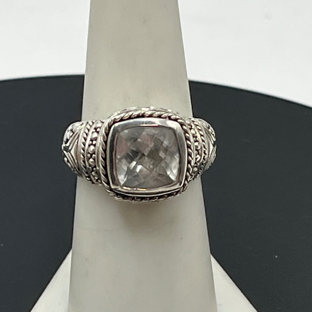 Samuel Benham BJC  Cushion Cut Topaz Balinese Sterling Silver 925 Ring sz Sz 7.5